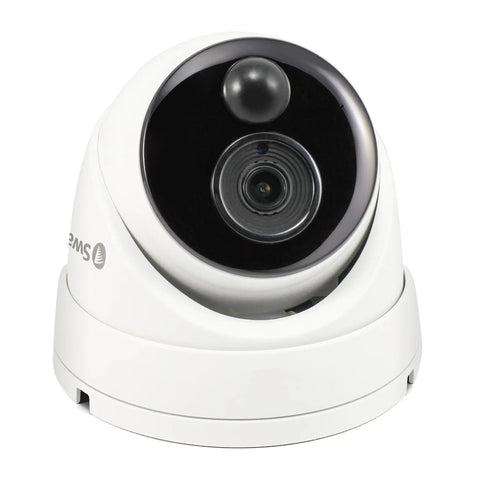 4K Ultra HD Indoor Outdoor Surveillance Camera With Night Vision Thermal Heat Sensing And Motion Detection For NVR Integration PoE Ready Dome Cam For Home Or Biz Security shown front view