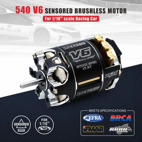 540 V6 Sensored Brushless RC Motor 21.5T For 1 By 10 Scale RC Racing Cars, Beefy Torque And Efficiency, 3.175mm Shaft