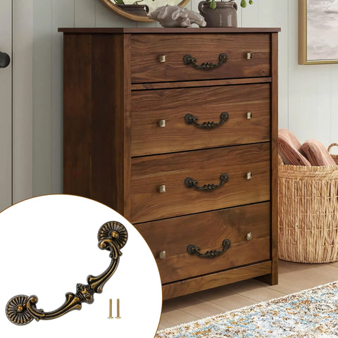 Drop Bail Drawer Pull 5 Inch Center To Center 128 Mm Hole Spacing Includes 2 Screws Antique Brass Finish on dresser