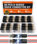 60 Pcs Quick Disconnect Wire Connectors Kit With 50 Two Pin And 10 Three Pin Plug In Connectors And Locking Buckle For LED Strip Lights Auto And Marine Projects Includes Transparent Storage Box, clear plastic case open