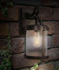 Exterior wall sconce lit by ST19 Vintage Edison LED Bulb 60W Equivalent Dimmable Soft White 2700K 800 Lumens E26 Base Retro Filament