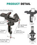 All-In-One Golf Grip Removal And Regrip Kit With 360 Degree Swivel Table Vise, Pro-Grade Grip Vise Clamp details chart