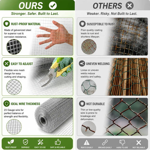 Heavy Duty Half Inch Galvanized Steel Hardware Cloth Roll 16 X 50 Feet For Chicken Coops And Garden Fencing comparison of quality features.