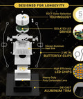Exploded view of 4 Pack Black 6 Inch Square LED Can Lights With 5 CCT Selectable 2700K To 5000K, 1100 Lumens, 14W, Dimmable, Retrofit Recessed Lighting.
