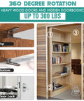 Heavy Duty 360 Degree Hidden Door Pivot Hinges Kit for Secret Doors and Bookcases, Ultra Durable Stainless Steel, Installed View