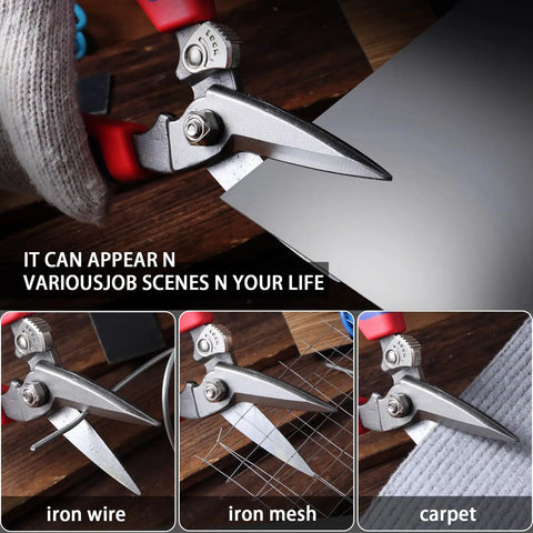 Heavy Duty Industrial Scissors For Home And Workshop Use, Aviation Tin Snips Cutting Metal, Wire, Carpet