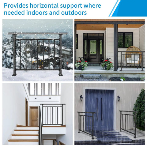 Upgrade Horizontal Deck Railing Kit Built Tough 40 Inch High 48 Inch Wide Black Heavy Duty Wrought Iron Outdoor Guard Fence Handrail For Porch Balcony Patio Deck And Other Outdoor And Indoor Spaces