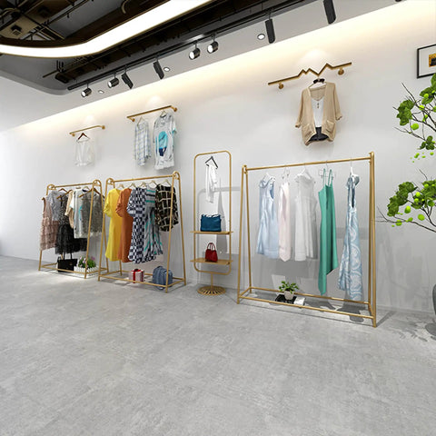 Industrial Pipe Clothes Rail And Metal Display Rack With Slide Rail for dresses, beefy steel frame, anti-rust chrome, 100x40x160cm