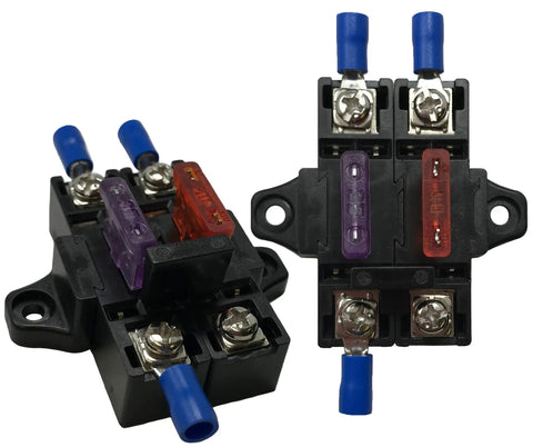 Heavy Duty Stackable Fuse Holder Panel And Distribution Block Compatible With Ato Atc And Min Atm Blade Fuses Featuring Hella Solid Plug And Play Wiring For Your Ride Or Rig In Black, showing fuse slots and connectors.