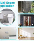 Five X Five Inch Self Adhesive Drywall Access Panel Smooth Peel And Stick Finish White Square Hole Cover in various home settings.
