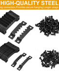Heavy Duty Picture Hangers Kit 281 Pcs With Sawtooth Wall Hooks, Nuts, Screws And Level, Rustproof Steel Build showing black steel hooks and screws.