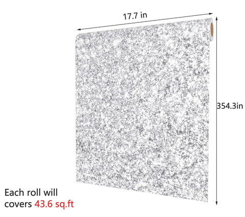 Silver Glitter Peel And Stick Wallpaper Self Adhesive Vinyl For Walls And Cabinets No Mess Easy DIY Sparkle Contact Paper 354 By 17.7 Inches 29.5ft Coarse Grain Sequin Finish Shiny Glimmer Wall Decor