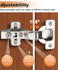 Top Shelf Soft Close Cabinet Hinges 2 Pack Adjustable 105 Degree Clip On Concealed European Hardware showing adjustability features.