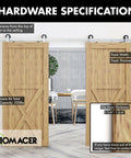 Brushed Nickel Non Bypass Sliding Barn Door Hardware Kit For Two Doors, 11 Foot Flat Track With T Shape Rollers installed