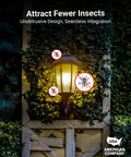 Six Pack Yellow LED Bug Light Bulbs Outdoor A19 Dusk To Dawn With Auto On Off Photocell Sensor 9W glowing on porch