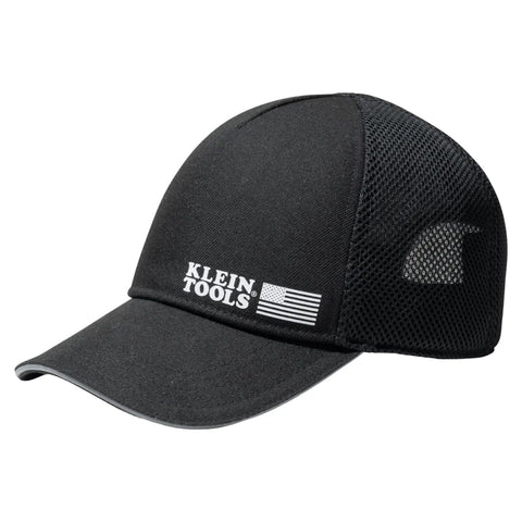 Mesh Back Safety Cap With Reflective Brim And Bump Cap Insert Compatibility, Adjustable Snapback Construction Hat in black