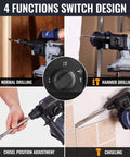 Cordless 20V Rotary Hammer Drill with SDS Plus Chuck, 7/8 Inch Capacity, 2.0J Concrete Hammer showing four function settings