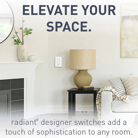 Radiant 15 Amp 2 In 1 Decorator Rocker Light Switch With Two 3 Way Switches White Wall Switch Combination in living room