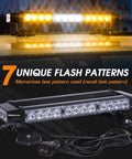 Double Sided 30 LED Strobe Light Bar With Ultra Bright Amber And White Emergency Beacon on car roof with wiring shown