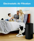 Family with dog in bedroom using True HEPA Room Air Purifier Filter For Allergens, Bacteria, And Viruses, 13 In By 8.2 In, Four Pack