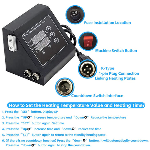 K Type Heat Press Control Box Replacement For 15x15 Inch Heat Press With Dual Temperature And Time Display 1400W Power For Shirts Tees Mugs Cups Replacement Part Easy Install And Durable Upgrade Plug And Play