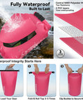 Floating Waterproof Dry Bag Backpack 10L Pink For Kayaking Rafting Boating And Outdoor Adventures shown with waterproof features