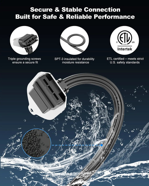 EZ Connect Power Cord For InSinkErator Garbage Disposals 4 Foot Plug In Cable with water splash and safety certifications