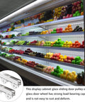 Showcase Window Roller Set, 10 Pcs Mini Sliding Door Rollers Replacement Wheels, 7.0mm Stainless Steel Pulley Clamp For 5-6mm Thick Glass Doors displayed with fruit cabinet