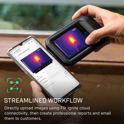 C5 Compact Thermal Imaging Camera With WiFi, High Resolution Infrared Imager for Electrical and Mechanical Work shown in use with smartphone