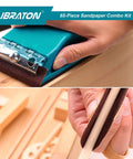 65 Piece Sandpaper Kit For Wood And Metal Finishing With Sanding Block And Sponges, Includes 40/80/120/160 Grit Sponges and Holder.