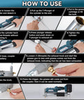 Step-by-step instructions on using a Beefy Cordless 12,000 PSI Heavy Duty Grease Gun With 2x6000mAh Batteries and 90 Degree Coupler