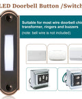 Heavy Duty Metal Lighted Doorbell Button Built To Last LED Wall Mounted Push Button For Universal Garage Door Opener Switch Low Voltage Indoor Outdoor Replacement White Light For Stucco Brick Wood Stone Surfaces, bronze