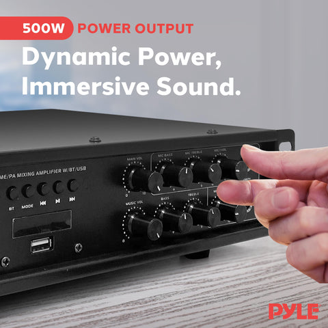 Beefy Bluetooth PA Mixing Amplifier 500W For Home Audio And Karaoke, Rack Mount Stereo Power Amp with audio controls