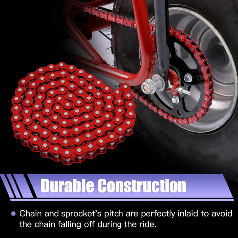 40T 40mm 420 Chain Mini Bike Sprocket Replacement Kit with 90 Link Chain and 42 Link Section shown installed on bike