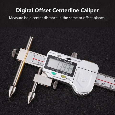 Offset Centerline Caliper For Precise Hole Center Distance Measurement with Vernier Readout and Cone Probe, digital display