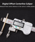 Offset Centerline Caliper For Hole Center Distance Measurement With Digital Vernier Ruler And Cone Probe Stainless Steel