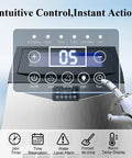 Intuitive control panel of Built Tough Stainless Steel Ice Maker Cranks 110 Pounds Daily And Slaps 36 Clear Cubes Every 14 Minutes.