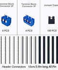 174-Piece PCB Prototype Kit With Double-Sided Perf Boards In Six Sizes Including 3.5x5.9 Inch, 2.8x3.5 Inch, connectors and jumper caps
