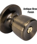 Keyed Entry Door Lock With Single Cylinder Deadbolt And Tulip Style Knob In Antique Brass Finish, Great For Indoor And Outdoor Use