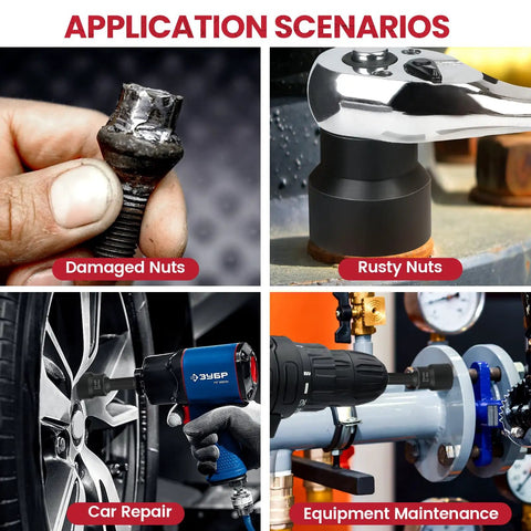 22 Piece Bolt Extractor Set With One Half Inch And Three Eighth Inch Drive Easy Out Stripped Lug Nut Remover Kit application scenarios