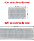 400-point and 830-point breadboards dimensions from Solderless Breadboard Kit 2.54mm Compatible With Arduino Raspberry Pi ESP32
