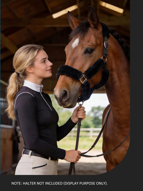 Fleece Halter Covers For Horses Set Of 9 Padded Halter Liners To Stop Hair Loss And Pressure Marks Boost Longevity Black on horse