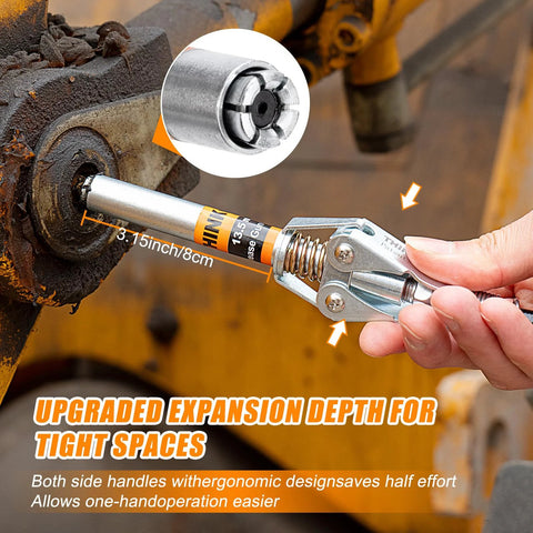 THINKWORK grease gun coupler set with double-handle, extra reach, 90° adaptor for 1/8 in NPT fittings