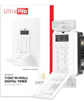 Daysmart 7 Day Digital In-Wall Timer With Sunrise Sunset, box and front view of programmable light switch timer for indoor use.