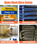 Four images showing applications of Heavy Duty Zip Ties 11 Inch Self Locking Cable Ties with 50Lbs Tensile Strength in various settings.