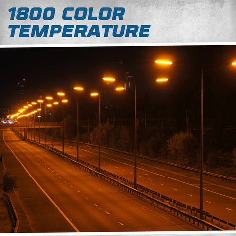 Street lit by Low Pressure Sodium HID Clear Light Bulb 1800K Warm White BY22D Base, 55W Energy Efficient Lamp for Outdoor Industrial Use