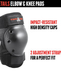 All In One Saver Series Pad Set With Kneesavers Elbowsavers And Wristsavers for Kids and Adults, black elbow pad with straps