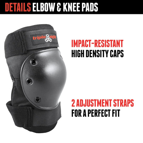 All In One Saver Series Pad Set With Kneesavers Elbowsavers And Wristsavers for Kids and Adults, black elbow pad with straps