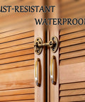Top Tier Premium Heavy Duty 2 Pack Straight Up Vintage Solid Brass Door Hooks And Eye Latch Hardware 4 85 Inch Antique Bronze on wooden doors.