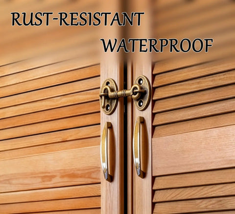 Top Tier Premium Heavy Duty 2 Pack Straight Up Vintage Solid Brass Door Hooks And Eye Latch Hardware 4 85 Inch Antique Bronze on wooden doors.
